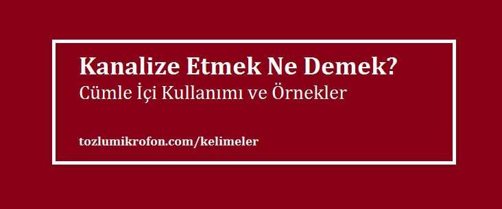 Kanalize Etmek Ne Demek Tozlu Mikrofon