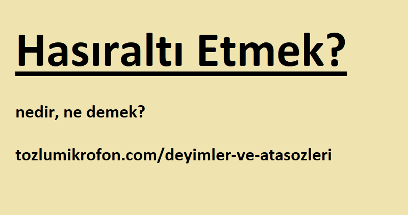 Hasıraltı Etmek Ne Demek? Cümle İçi Kullanımı | Tozlu Mikrofon