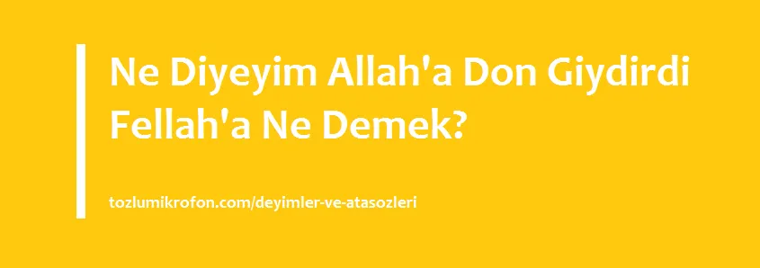 ne diyeyim allah a don giydirdi fellah a ne demek tozlu mikrofon